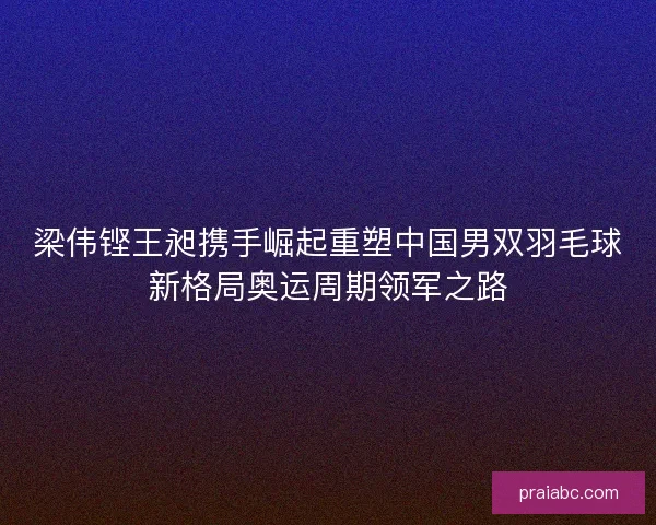 梁伟铿王昶携手崛起重塑中国男双羽毛球新格局奥运周期领军之路